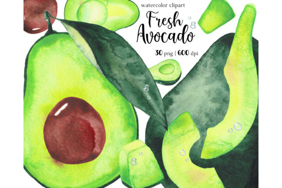 Bring Your Designs to Life with Watercolor Avocado Clipart