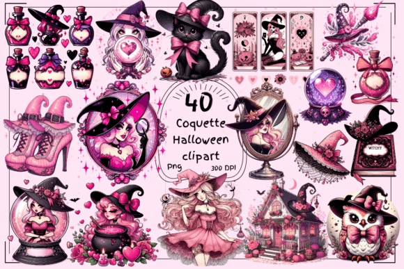 Coquette Halloween Clipart: 40 Elegant Designs for Your Projects