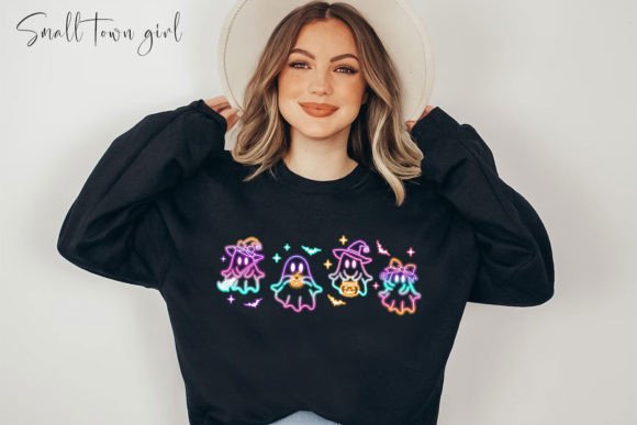 Coquette Halloween Neon Boo Ghost Png: Spooky-Cute Design Asset