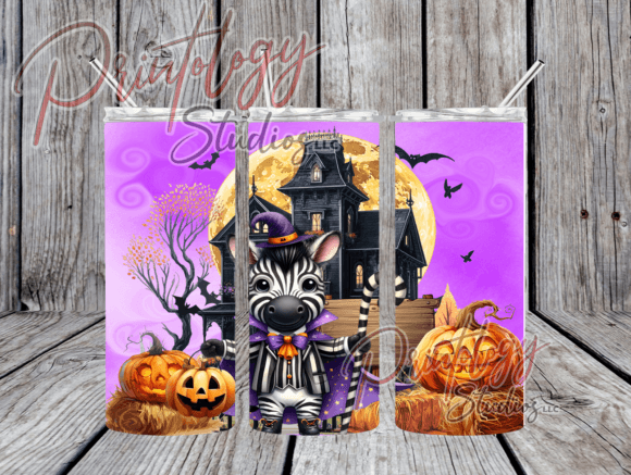Halloween Zebra 20oz Tumbler Wrap: Bold Sublimation Design