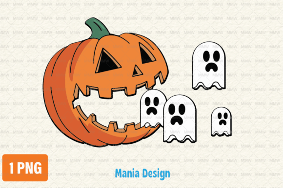 Hungry Halloween Pumpkin Ghost PNG: A Playful Design Asset